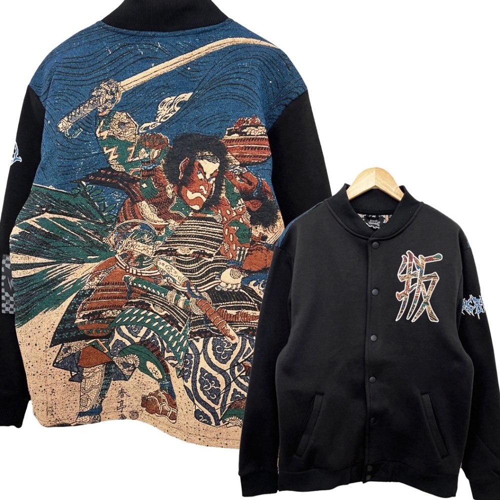 Japanese Samurai Tapestry Back Men’s Bomber Jacket Rebel Vengeance Medium